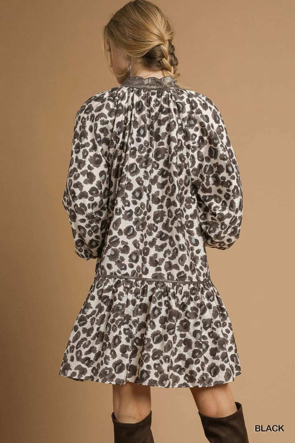 Umgee Leopard Print Tiered Mini Dress - Trendsi - Flyclothing LLC