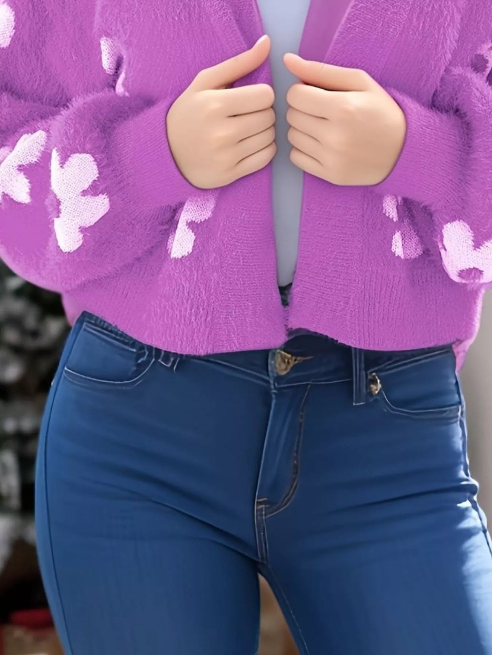 Floral Open Front Cardigan - Trendsi - Flyclothing LLC