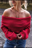 Off-Shoulder Long Sleeve Sweater - Trendsi - Flyclothing LLC