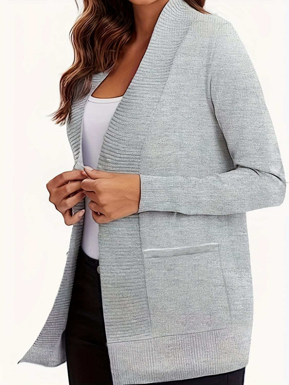 Open Front Long Sleeve Sweater Cardigan - Trendsi - Flyclothing LLC