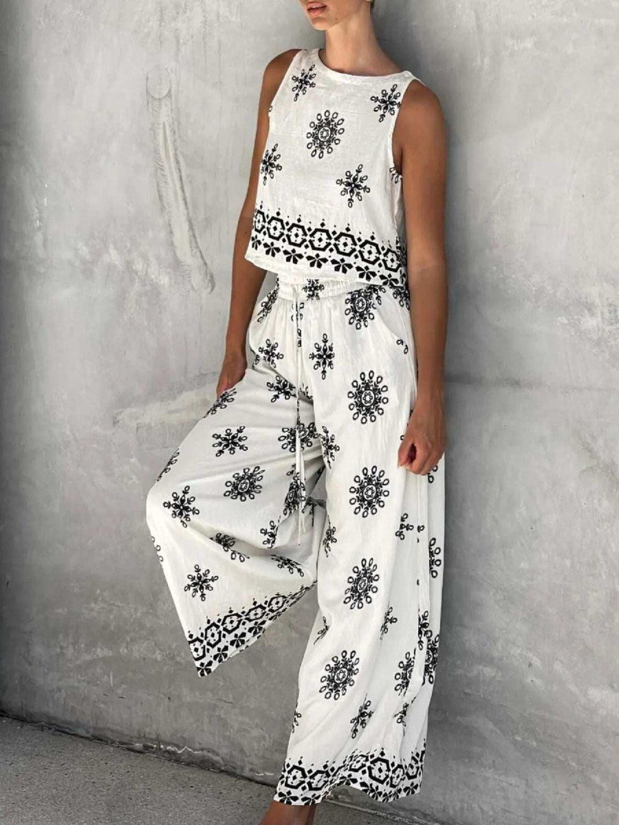 Printed Tank and Pants Set - Trendsi - Flyclothing LLC