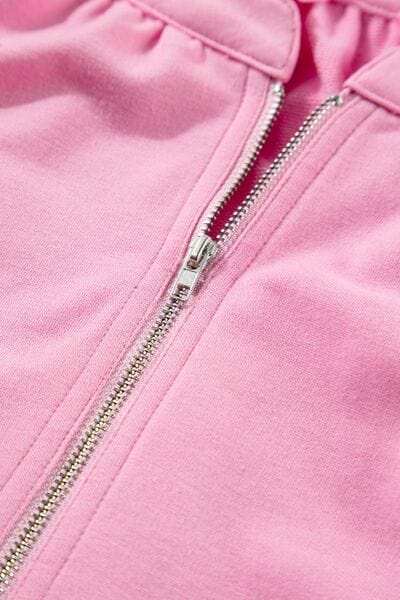 Half Zip Puff Sleeve Top and Ruffled Shorts Set - Trendsi - Flyclothing LLC