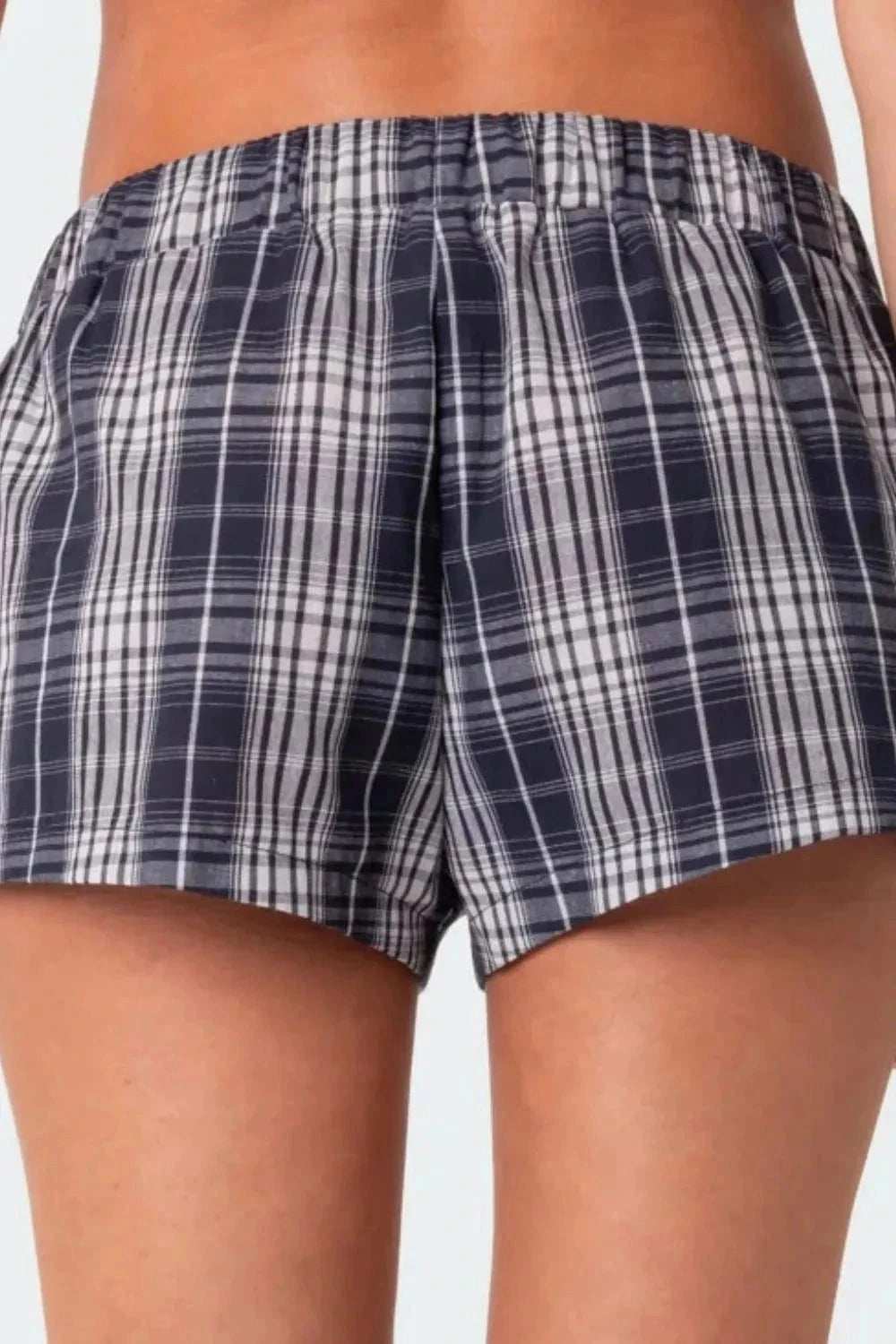 Plaid Elastic Waist Shorts - Trendsi - Flyclothing LLC