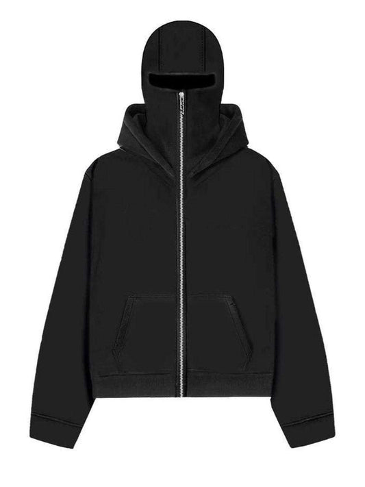 Men's Zip Up Long Sleeve Hoodie with Mask - Trendsi - Flyclothing LLC