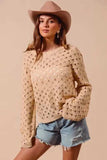 SO ME Geometric Pattern Open Knit Lightweight Sweater - Trendsi - Flyclothing LLC
