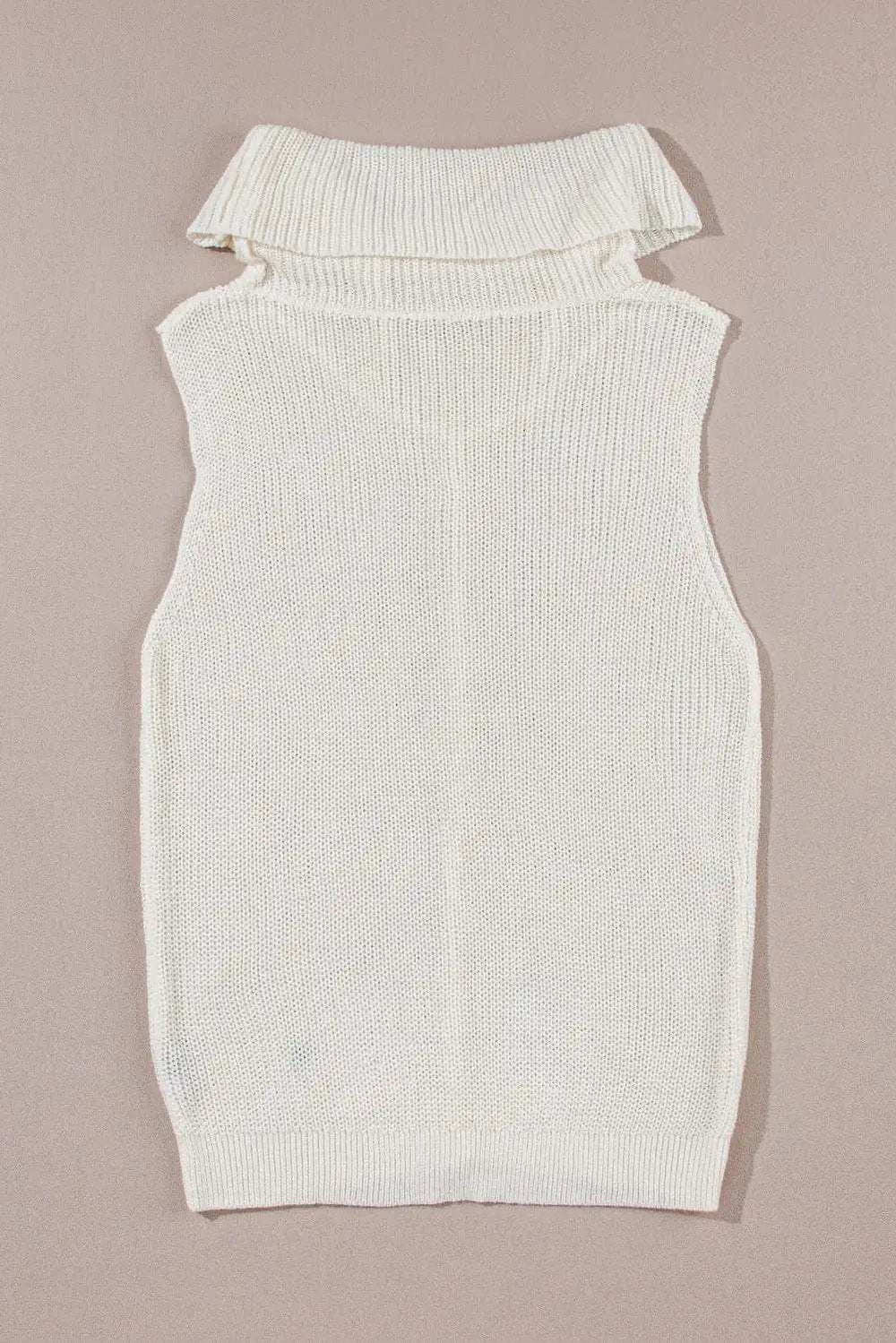 Central Seam Turtleneck Sleeveless Sweater Vest - Trendsi - Flyclothing LLC