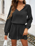 Cutout V-Neck Long Sleeve Mini Dress - Trendsi - Flyclothing LLC