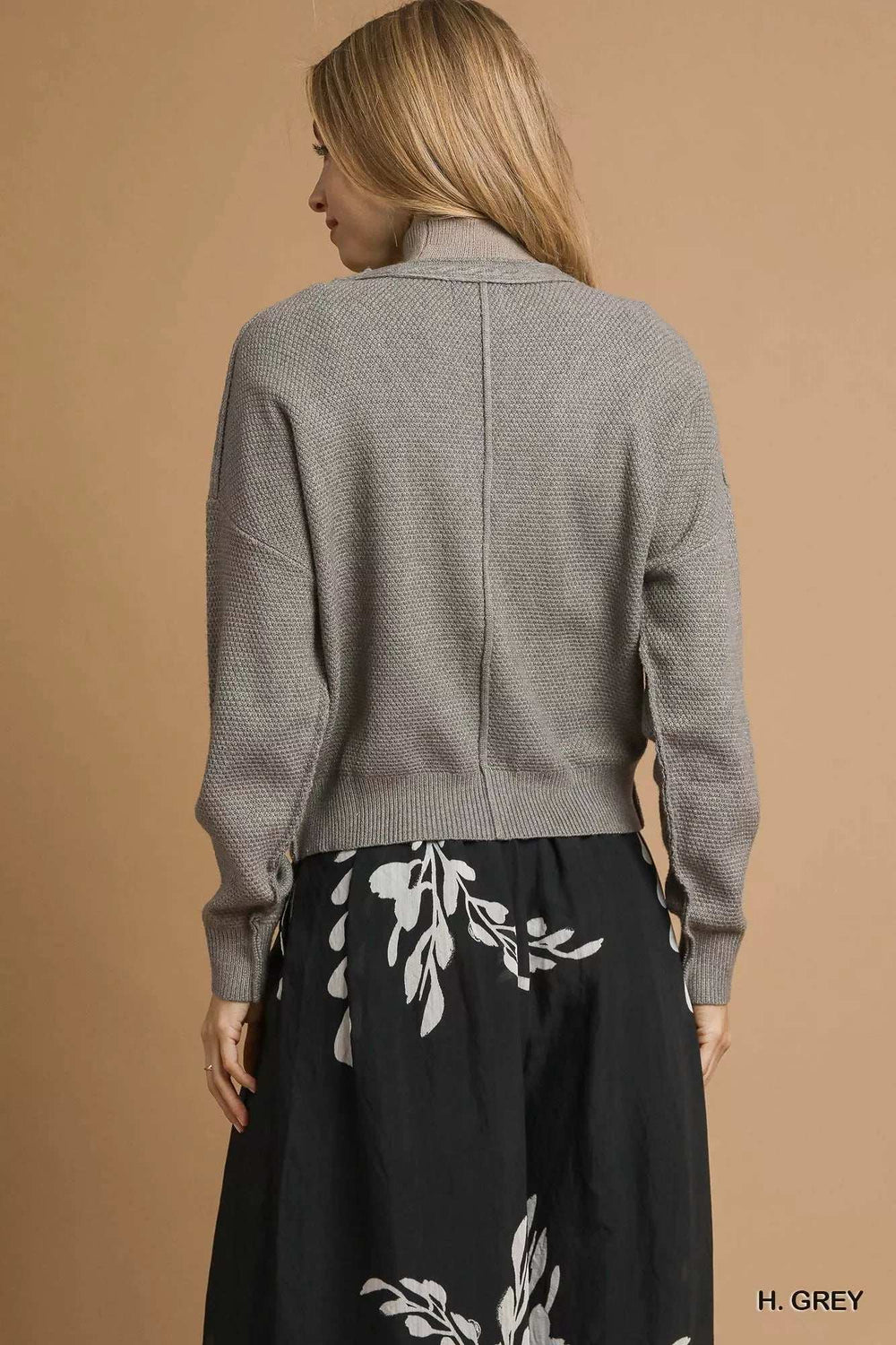 Umgee Chunky Cable Knit V-Neck Button-Up Cardigan - Trendsi - Flyclothing LLC