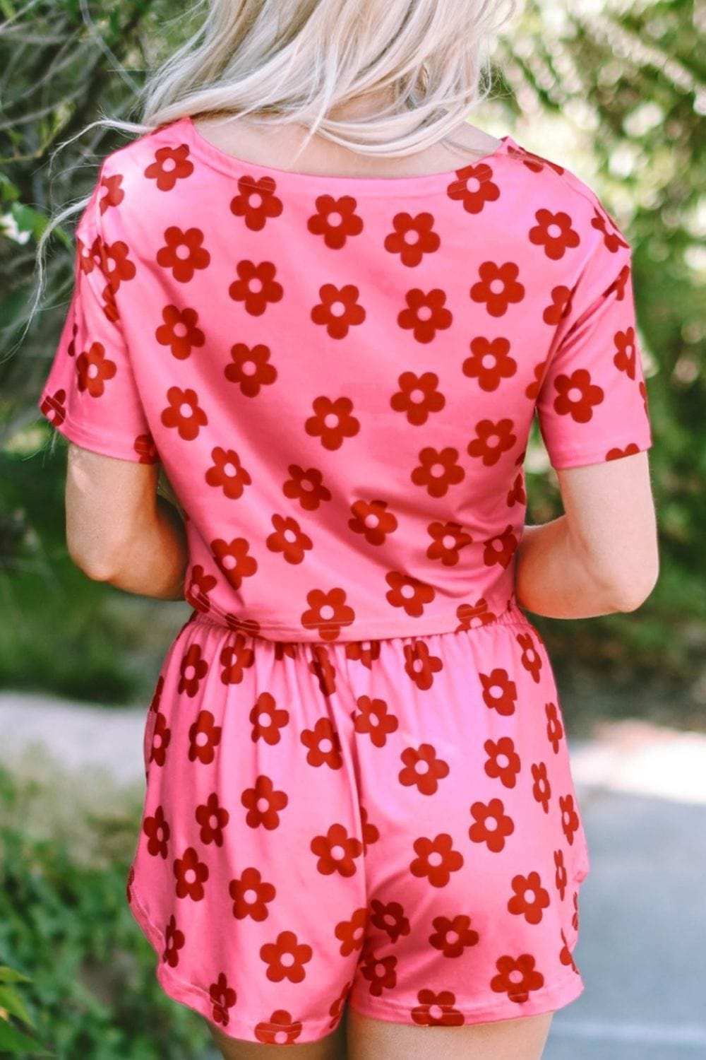 Floral Cropped Tee and Shorts Lounge Set - Trendsi - Flyclothing LLC