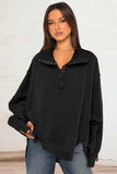 Exposed Seam Side Slit Long Sleeve Sweatshirt - Trendsi - Flyclothing LLC