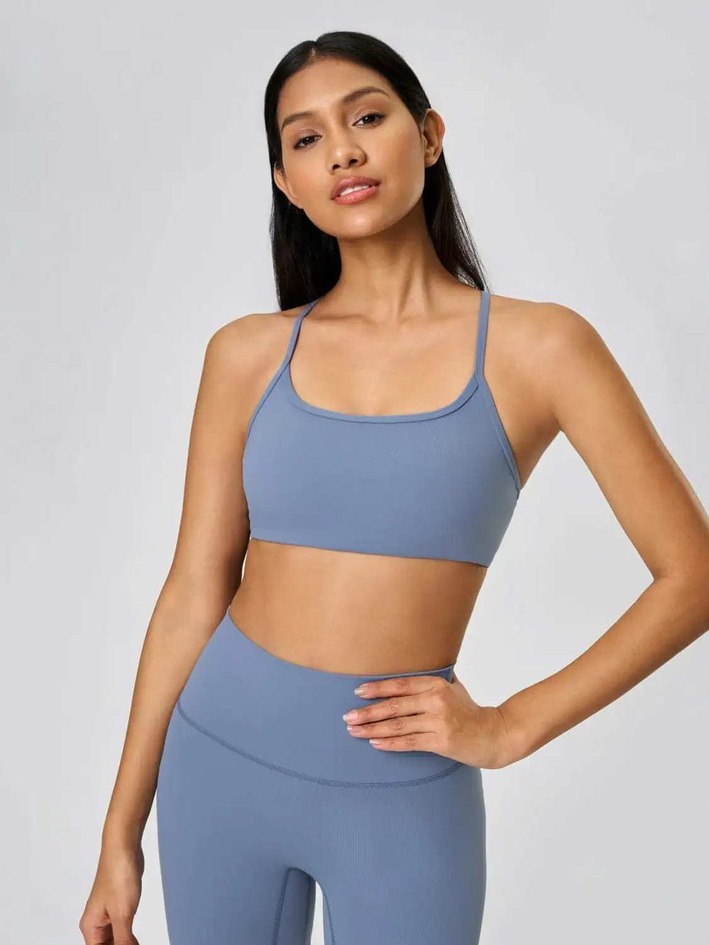 Millennia Crisscross Back Scoop Neck Active Cami with Detachable Chest Pads - Trendsi - Flyclothing LLC