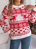 Christmas Element Round Neck Long Sleeve Sweater - Trendsi - Flyclothing LLC