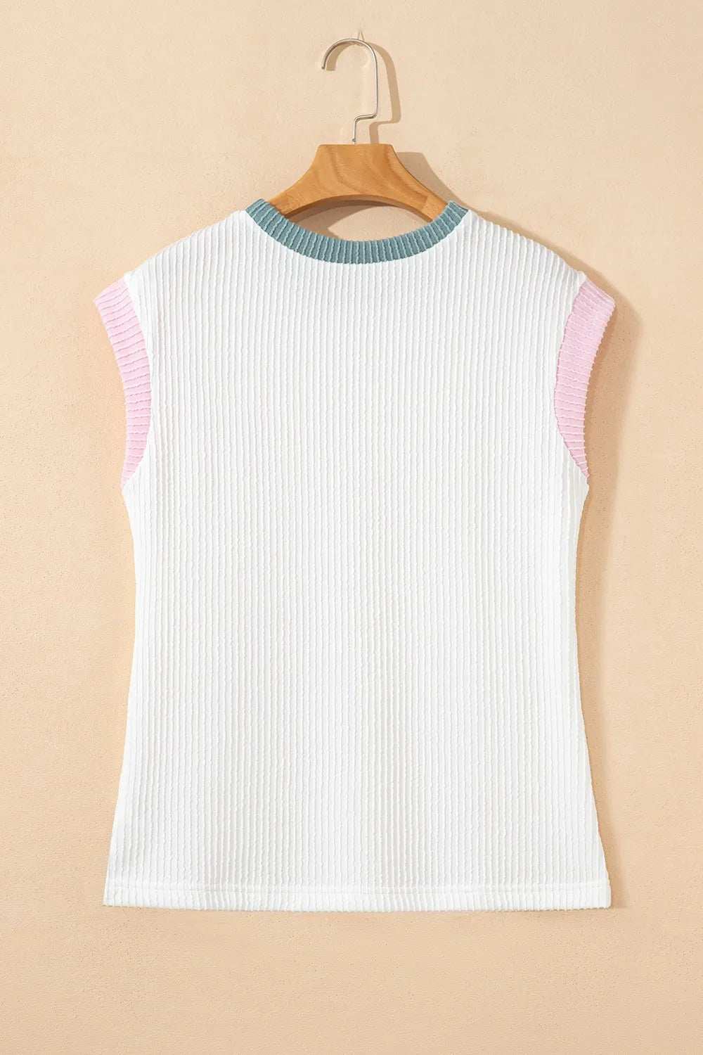 Contrast Trim Ribbed Knit Sleeveless Top - Trendsi - Flyclothing LLC