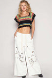 POL Openwork Ethnic Pattern Square Neck Cropped Knit Top - Trendsi - Flyclothing LLC