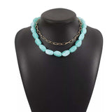 2 Piece Colorful Beaded Chain Necklace - Trendsi - Flyclothing LLC