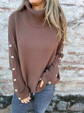 Full Size Turtleneck Long Sleeve Sweater Plus Size - Trendsi - Flyclothing LLC
