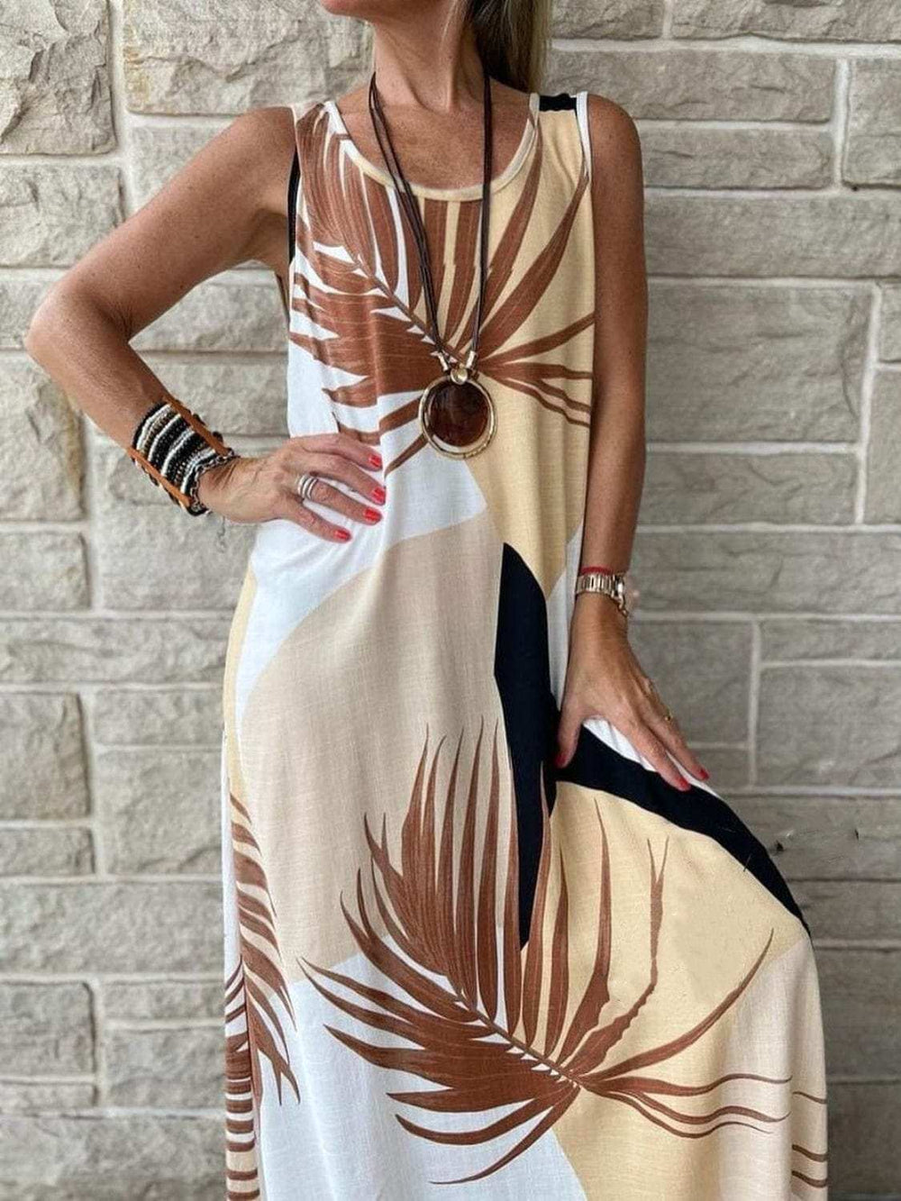 Printed Round Neck Mini Tank Dress - Trendsi - Flyclothing LLC