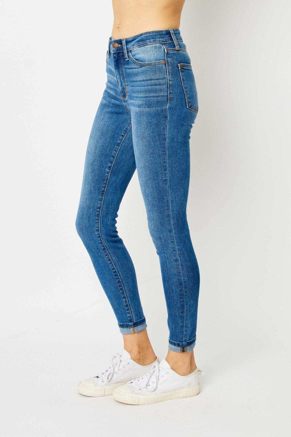 Judy Blue Full Size Cuffed Hem Skinny Jeans - Trendsi - Flyclothing LLC
