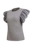 Ruffled Round Neck Cap Sleeve Top - Trendsi - Flyclothing LLC