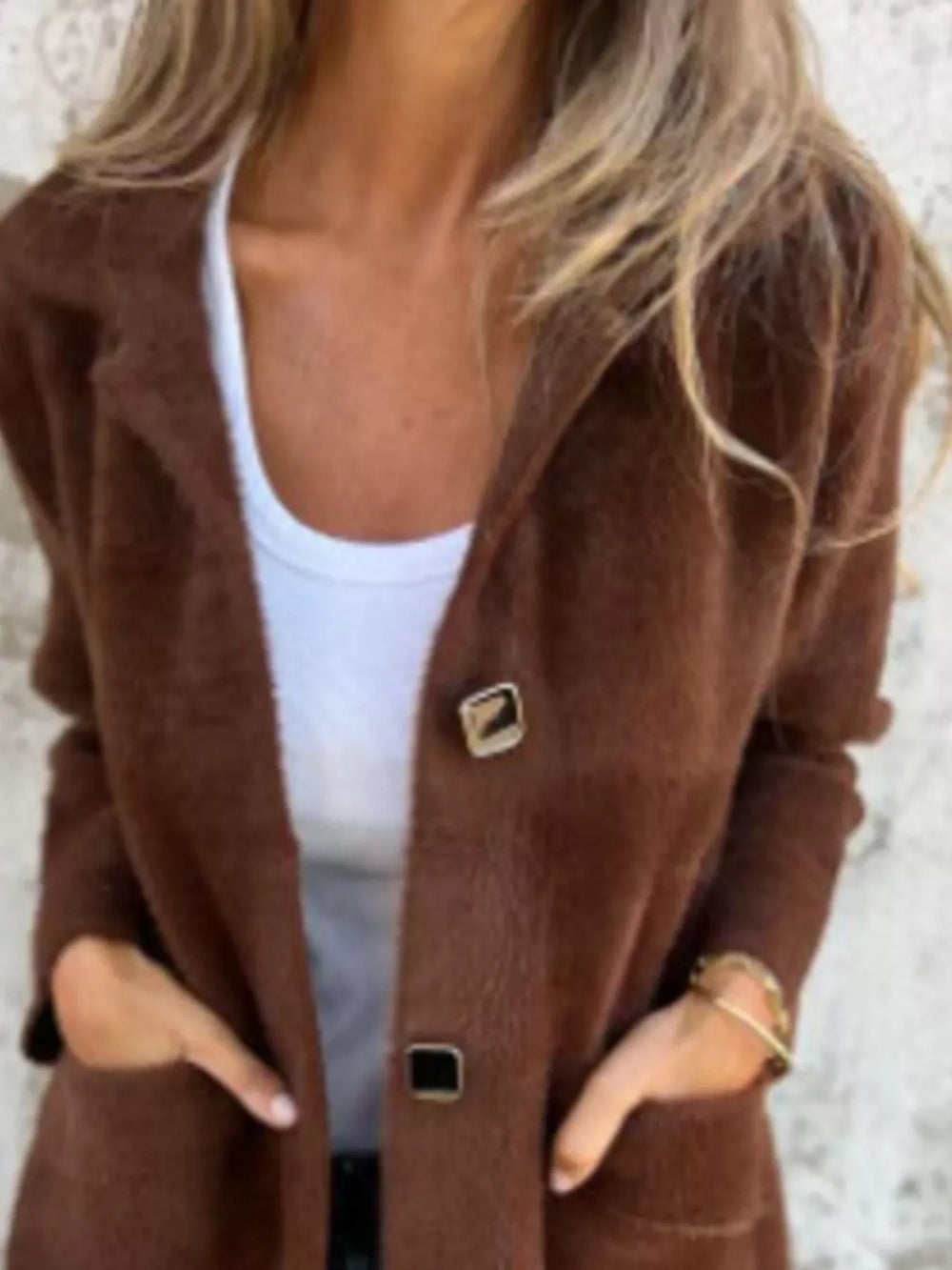 Full Size Button-Down Long Sleeve Longline Coat Plus Size - Trendsi - Flyclothing LLC