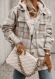 Plaid Removable Hood Button Up Shacket - Trendsi - Flyclothing LLC