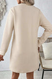 Textured Round Neck Long Sleeve Mini Dress - Trendsi - Flyclothing LLC