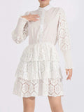 Full Size Lace Layered Long Sleeve Dress Plus Size - Trendsi - Flyclothing LLC