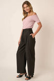 Mittoshop Deep Pleated High Waisted Wide Leg Pants - Trendsi - Flyclothing LLC