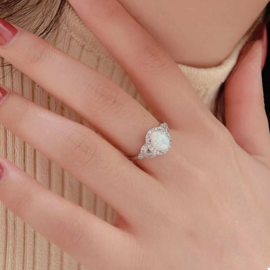 925 Sterling Silver Zircon Round Ring - Trendsi - Flyclothing LLC
