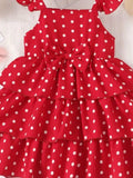 Bow Polka Dot Square Neck Layered Dress - Trendsi - Flyclothing LLC