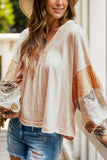 Printed V-Neck Long Sleeve Blouse - Trendsi - Flyclothing LLC