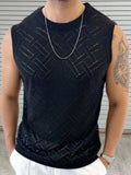 Men's Round Neck Sleeveless Eyelet Knit Top - Trendsi - Flyclothing LLC