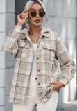 Plaid Removable Hood Button Up Shacket - Trendsi - Flyclothing LLC