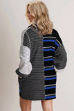 Oh Full Size Striped Half Button Long Sleeve Mini Dress - Trendsi - Flyclothing LLC