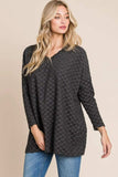 BOMBOM Checkered Long Sleeve V-Neck T-Shirt - Trendsi - Flyclothing LLC