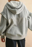 Ruffled Drawstring Long Sleeve Hoodie - Trendsi - Flyclothing LLC
