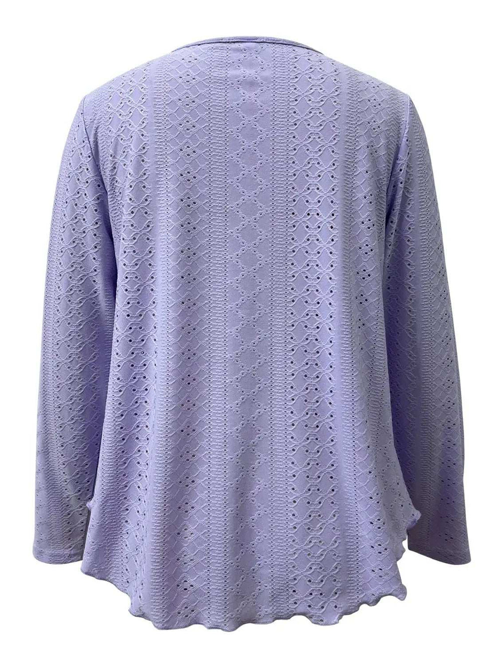 Eyelet Long Sleeve Blouse - Trendsi - Flyclothing LLC