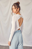Idem Ditto Twisted Backless Long Sleeve Knit Top - Trendsi - Flyclothing LLC