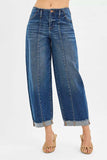 RISEN High Rise Fit Barrel Cuffed Jeans - Trendsi - Flyclothing LLC