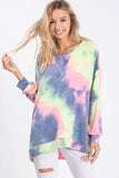 BiBi Tie Dye French Terry Print Top - Trendsi - Flyclothing LLC