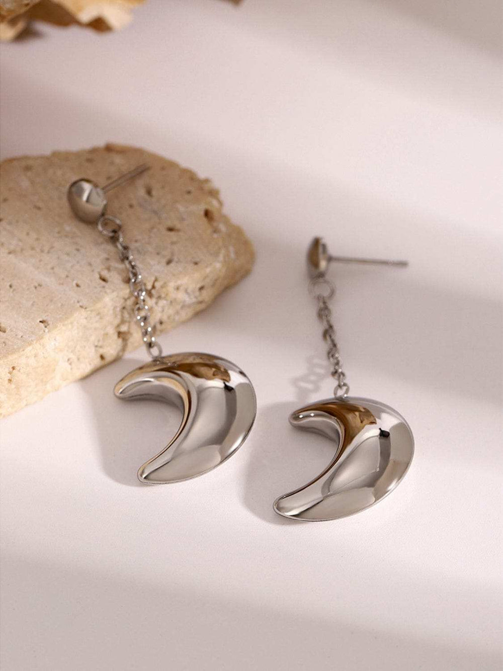 Stainless Steel Moon Dangle Earrings - Trendsi - Flyclothing LLC