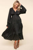 Haptics Flounce Sleeve Tiered Midi Dress with Pockets - Trendsi - Flyclothing LLC