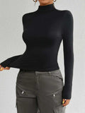Mock Neck Long Sleeve T-Shirt - Trendsi - Flyclothing LLC