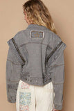 POL Cropped Denim Jacket with Functional Zipper Detail - Trendsi - Flyclothing LLC