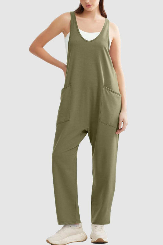 Wide Strap Jumpsuit with Pockets - Trendsi - Flyclothing LLC