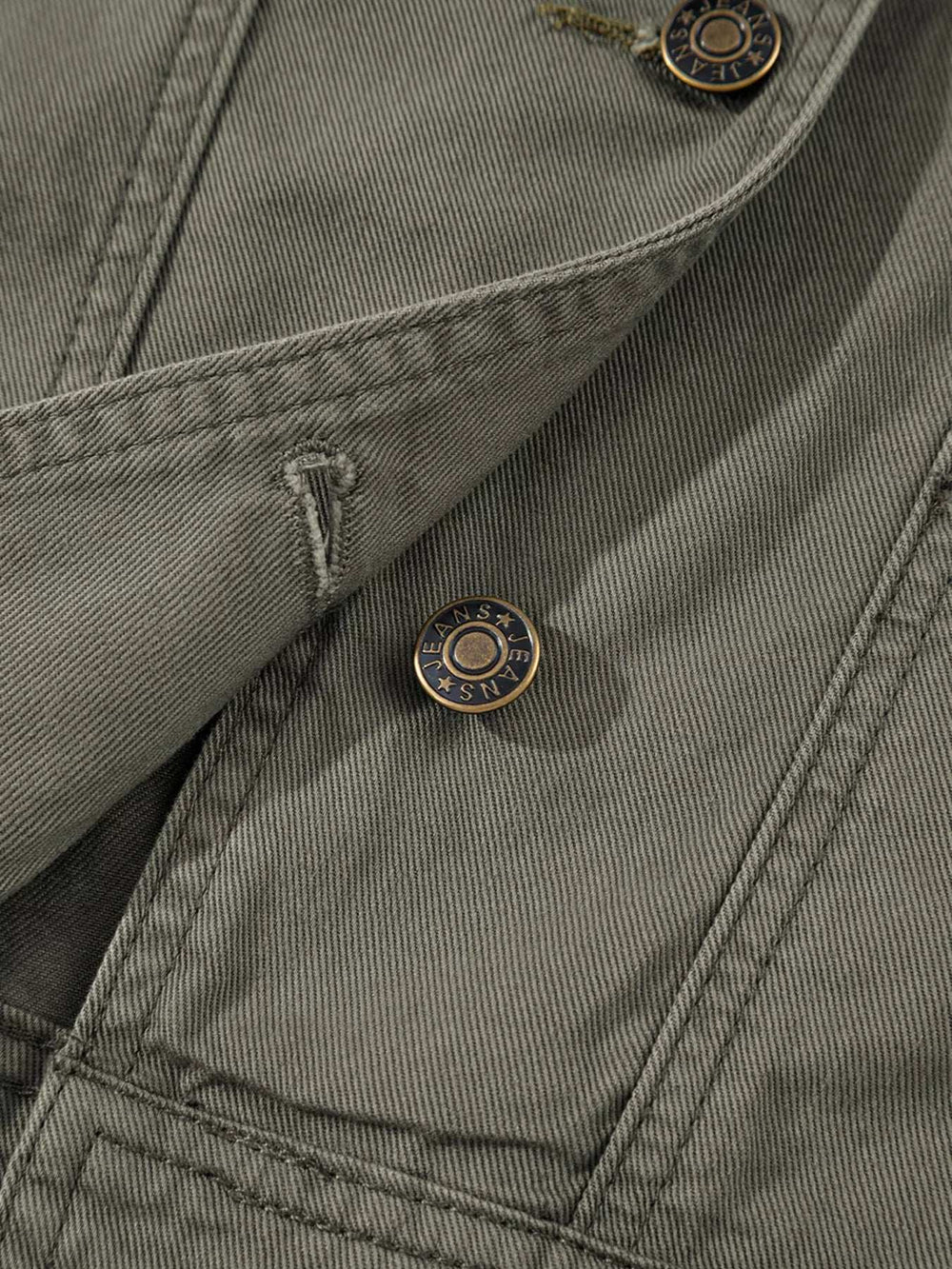 Ruffled Patchwork Denim Jacket Vest - Trendsi - Flyclothing LLC