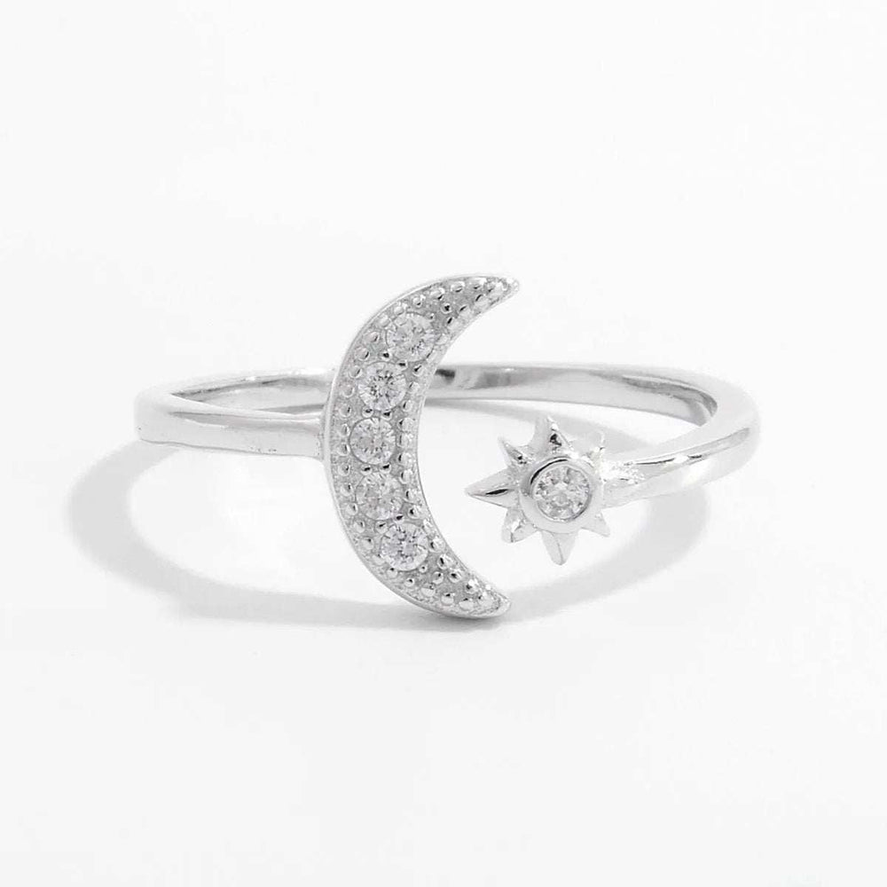 925 Sterling Silver Moon Open Ring - Trendsi - Flyclothing LLC