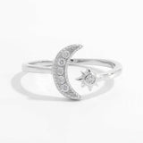 925 Sterling Silver Moon Open Ring - Trendsi - Flyclothing LLC
