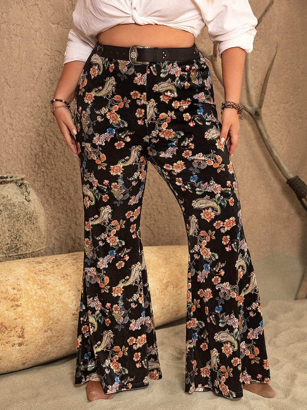Plus Size Wide Leg Printed Pants - Trendsi - Flyclothing LLC