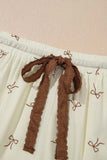 Bow Print Lace Drawstring Casual Shorts - Trendsi - Flyclothing LLC